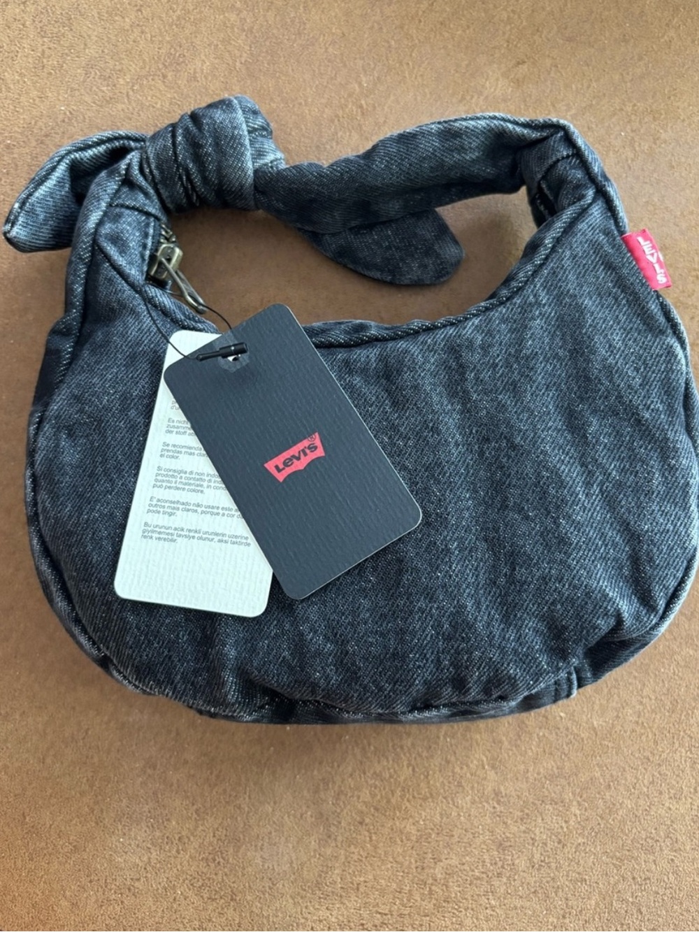 Levi's Charcoal Denim Knot-Handle Shoulder Bag